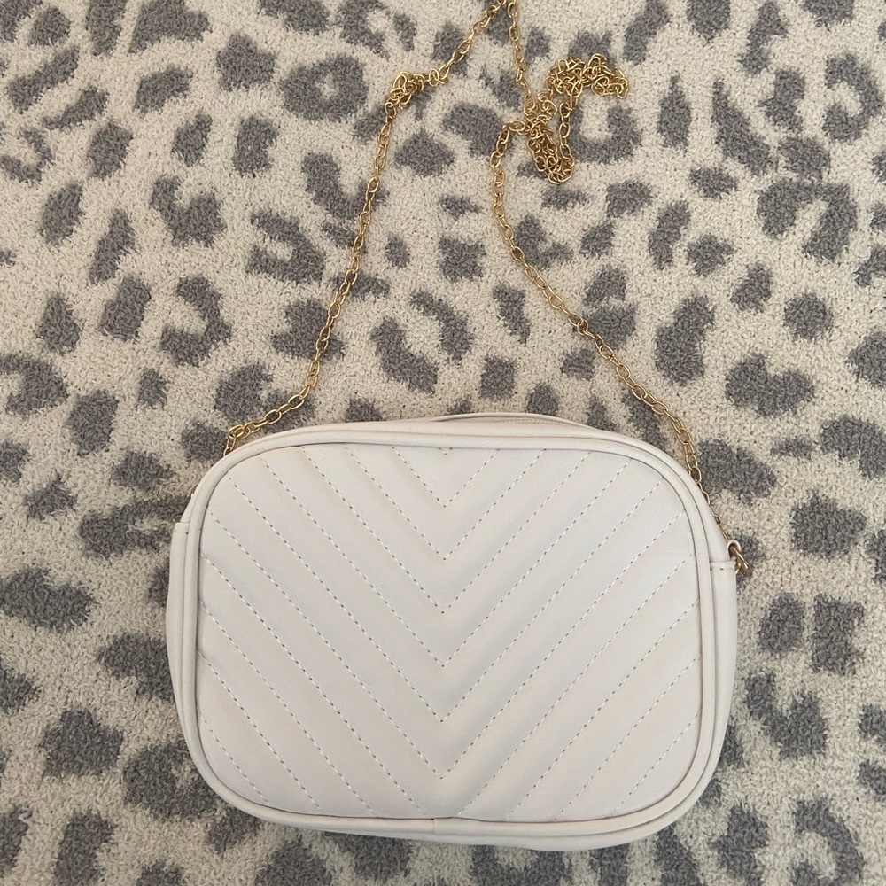 SIMPLE WHITE CHEVRON PURSE